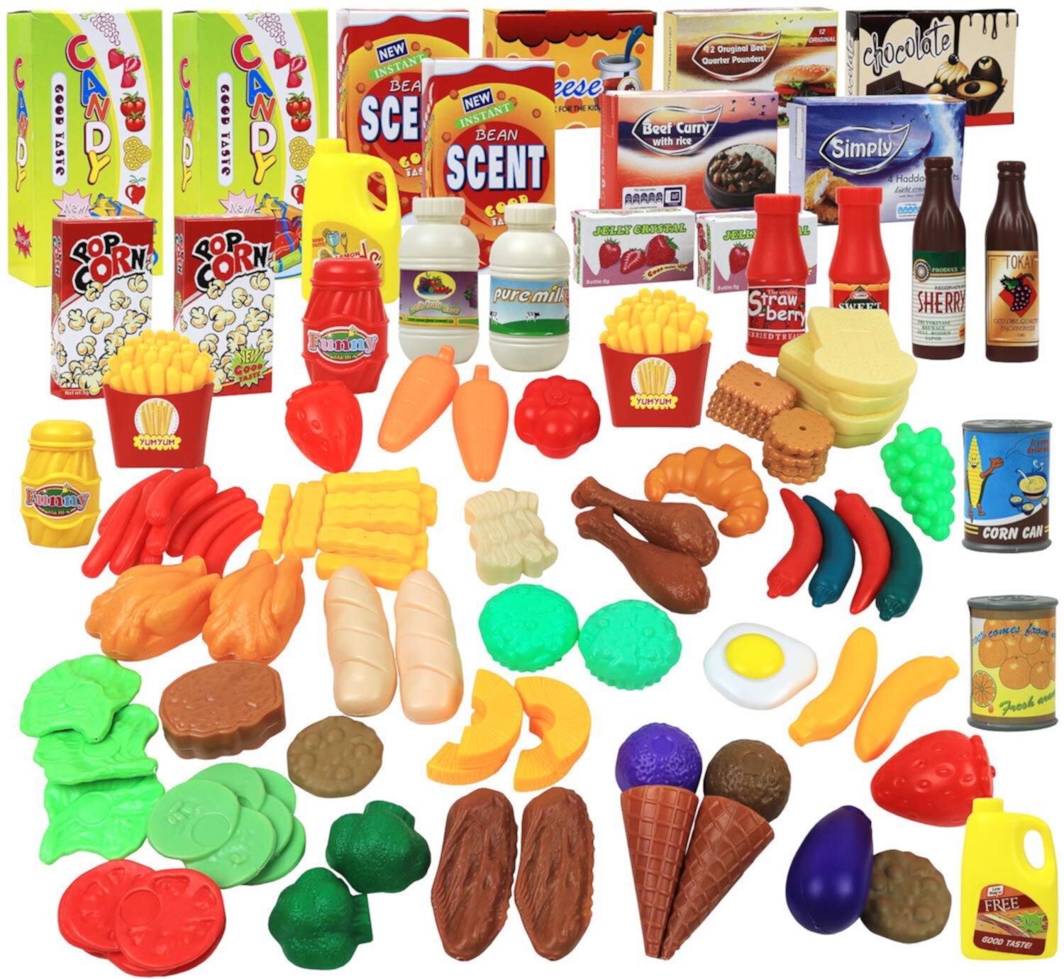 Click N' Play 120 Piece Toy Food Set for Kids | Fake Food | Play Food Sets for Kids Kitchen Click N' Play