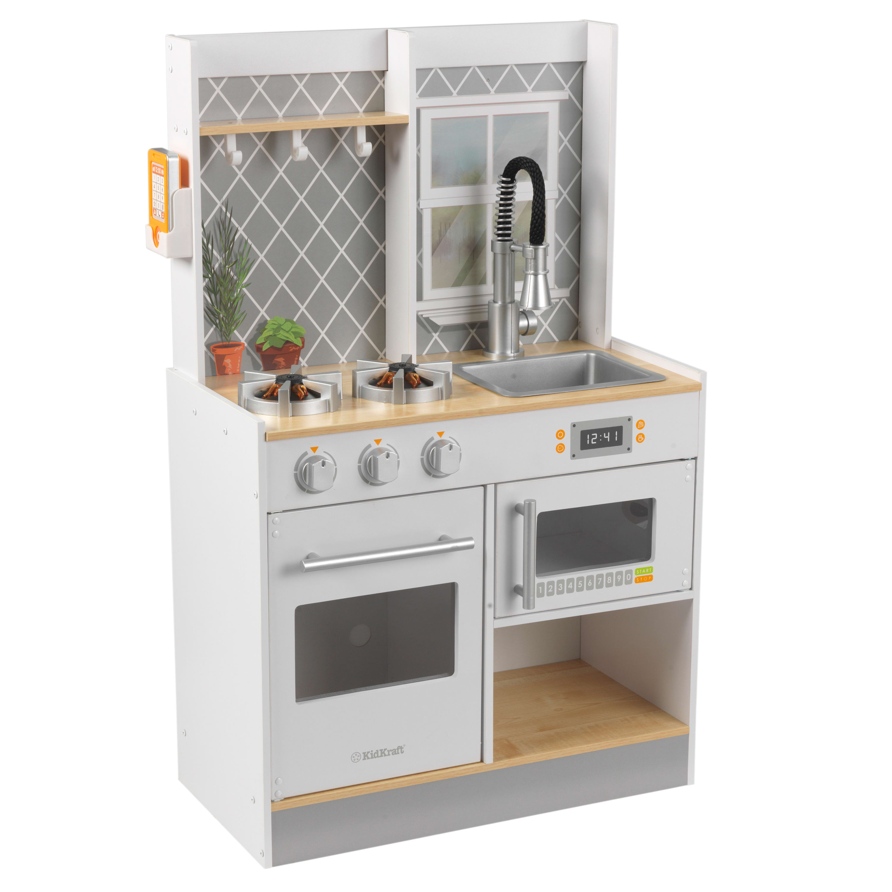 KidKraft Let's Cook Wooden Play Kitchen with Lights & Sounds and Pull-Down Faucet KidKraft