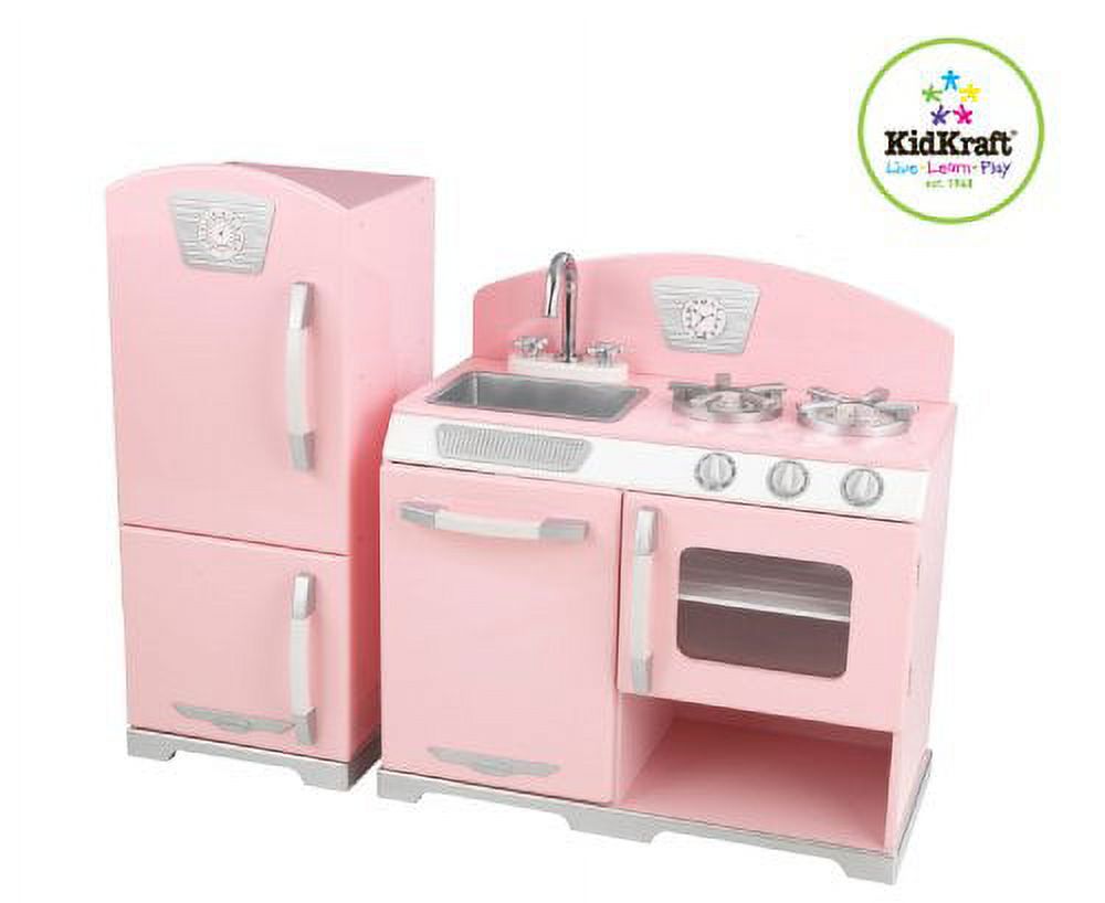 Kidkraft Retro Kitchen and Refrigerator in Pink KidKraft