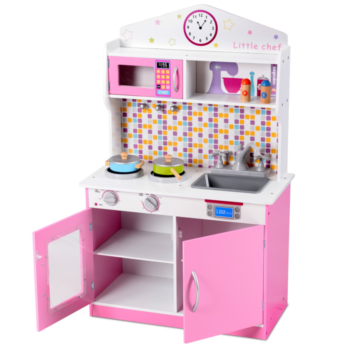 Topbuy Kids Chef’s Pretend Kitchen Cooking Toy Play Set for Toddler Topbuy