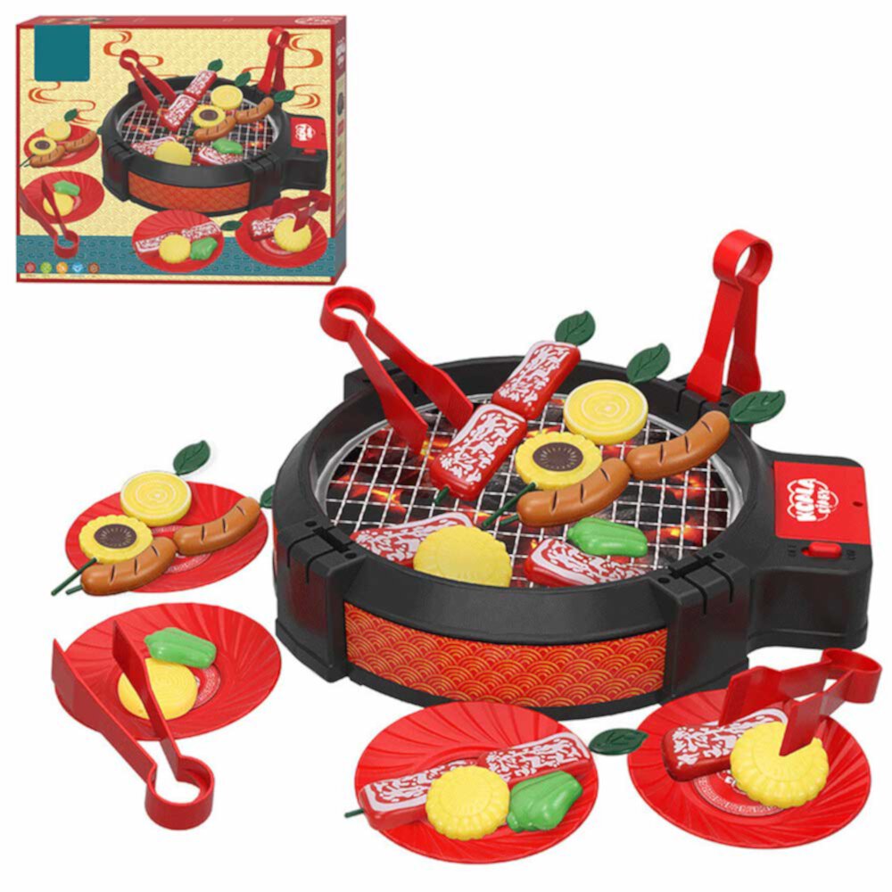 27 PCS Cooking Toy Set, Kitchen Toy Set, Toy BBQ Grill Set, Little Chef Play, Kids Grill Playset Interactive BBQ Toy Set for Kids Suorfoxs