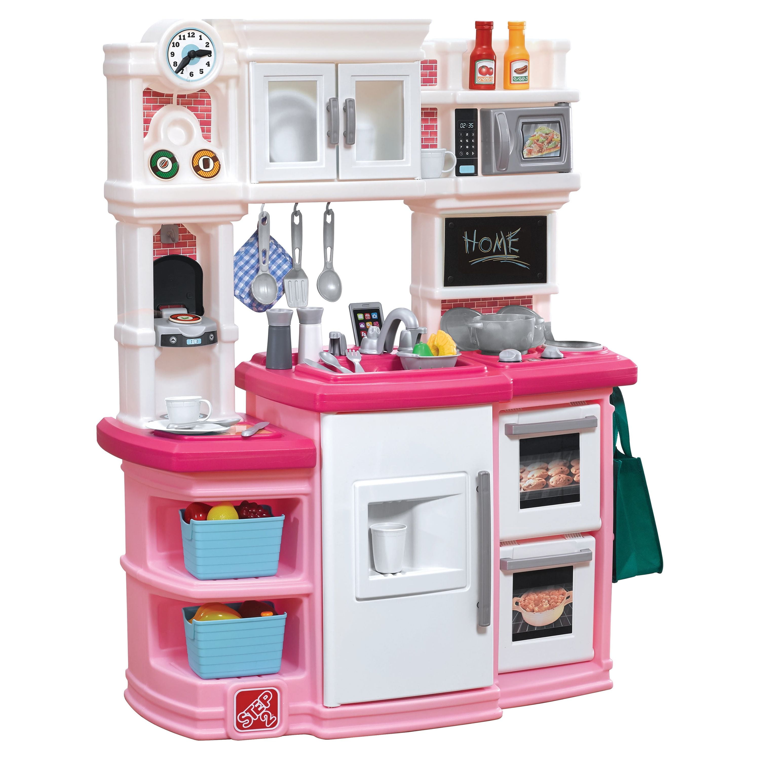 Step2 Great Gourmet Soft Pink Plastic Toddler Kitchen with 35 Piece Kitchen Playset Step2