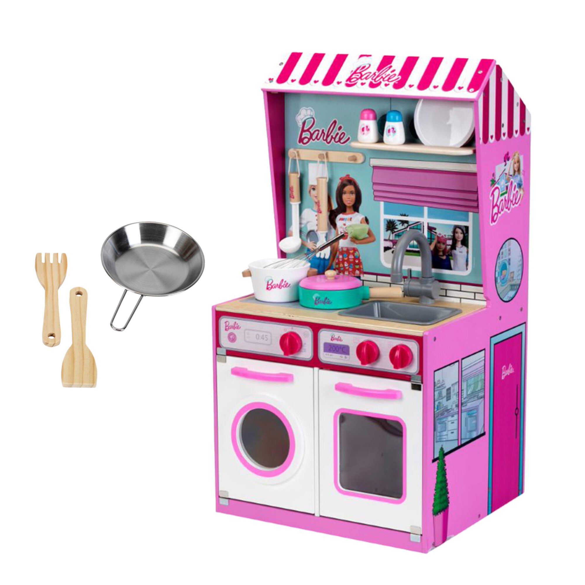 Theo Klein 2In1 Barbie Kitchen/Dollhouse & Epic Chef Wooden Kitchen Playset Theo Klein