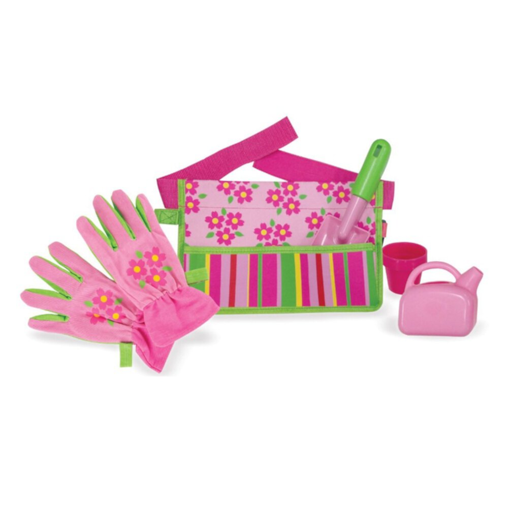 Melissa & Doug Sunny Patch Blossom Bright Garden Tool Belt Set With Gloves, Trowel, Watering Can, and Pot Melissa & Doug