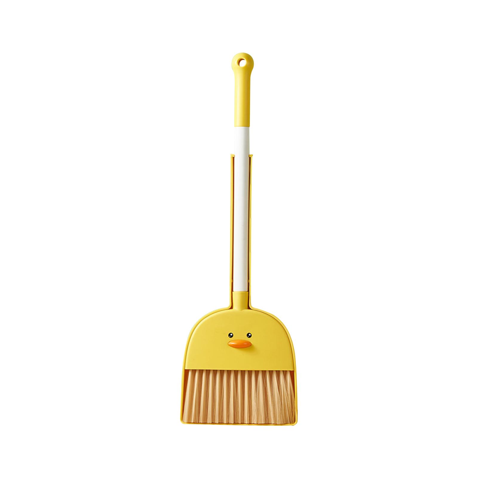 Housekeeping Play Set Mini Broom with Dustpan for Kids,Boys Girls Small Sweeping House Cleaning Set Gift, Combo Pretend Play Toys Children Little Housekeeping Helper Set-Yellow Duck PETSOLA