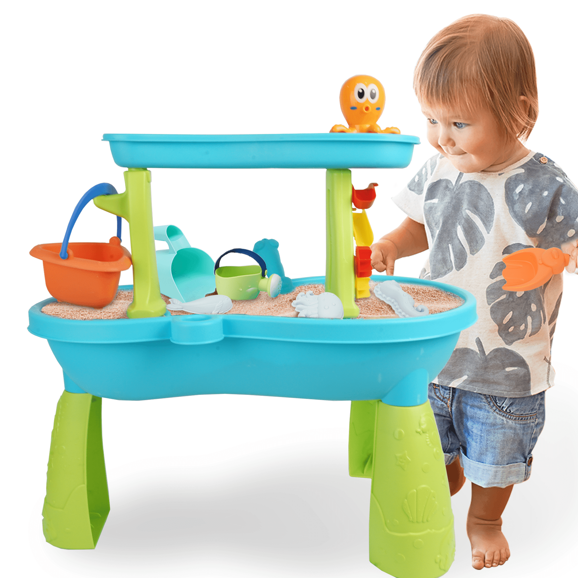 Sand Water Table for Toddlers, Toy Choi's 3 in 1 Sand Table and Water Play Table, Kids Table Activity Sensory Play Table Beach Sand Water Toy for Toddlers Age 3-6 Toy Choi's