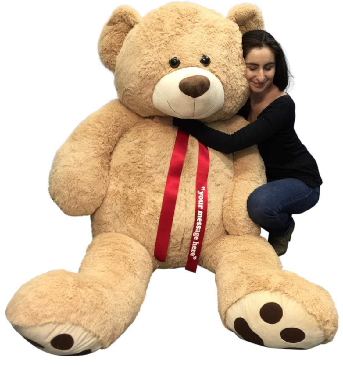 Personalized Big Plush Giant 6 Ft Teddy Bear Soft, Your Message Imprinted on Neck Ribbon Bow Big Plush