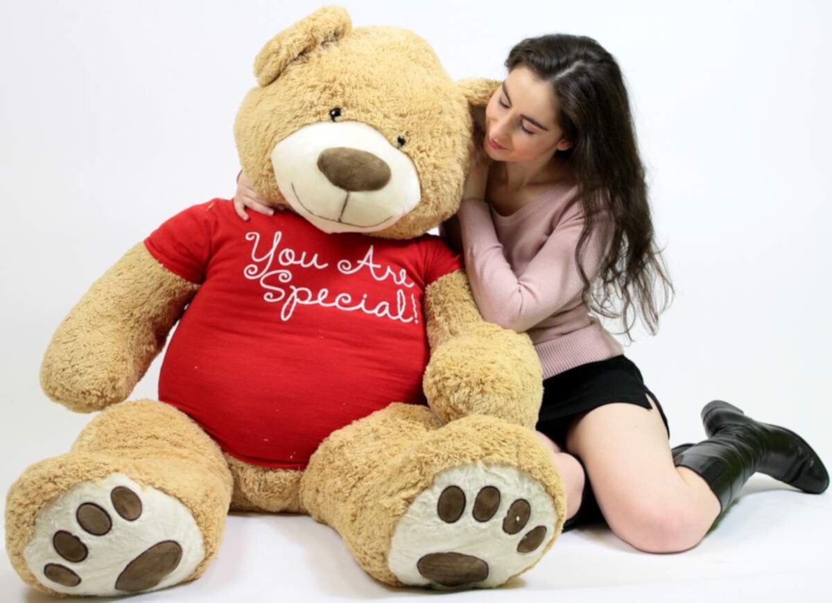 Valentine's Day 5 Foot Giant Teddy Bear Soft  T-shirt Says YOU ARE SPECIAL, Big Plush Valentine Plushie Packed in Big Box Ready to Hug Big Plush