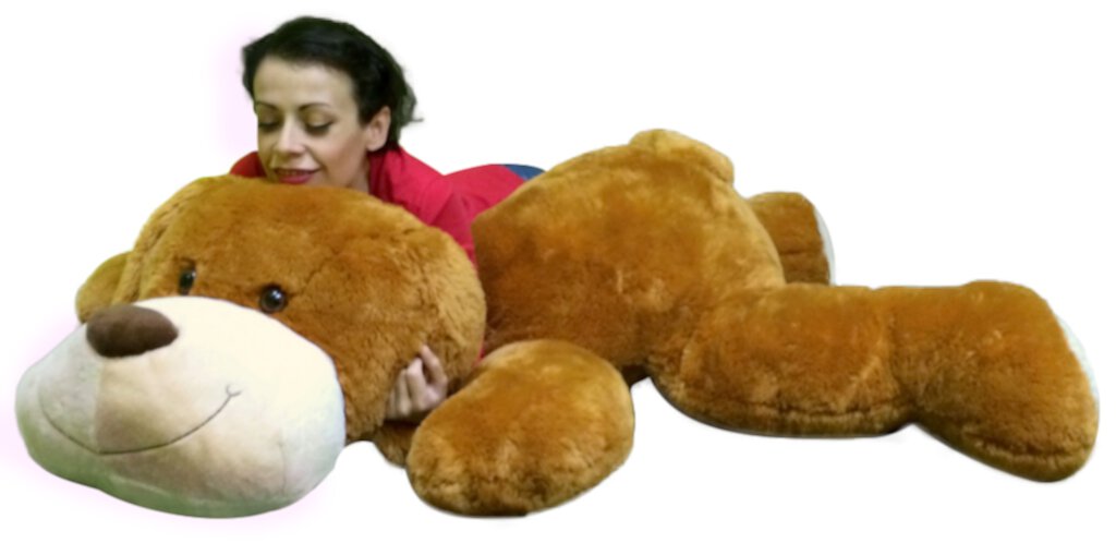 Giant Stuffed Puppy Dog 5 Feet Long Squishy Soft Extremely Large Plush Honey Brown Color Big Plush