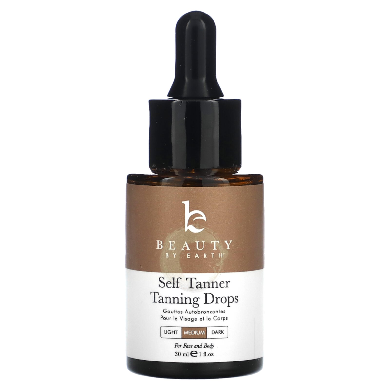 Self Tanning Drops - USA Made with Natural & Organic Ingredients, Medium Face Tanning Drops to Add to Lotion, Moisturizing Bronzing Drops for Face & Body, Toxin Free Face Tanner for Fake Tan Beauty By Earth