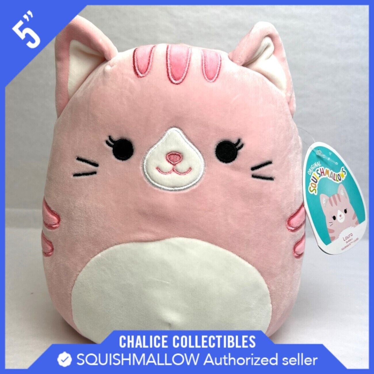 Squishmallows Kellytoy Plush Pet Shop Squad Laura the Pink Cat 5" Kellytoy