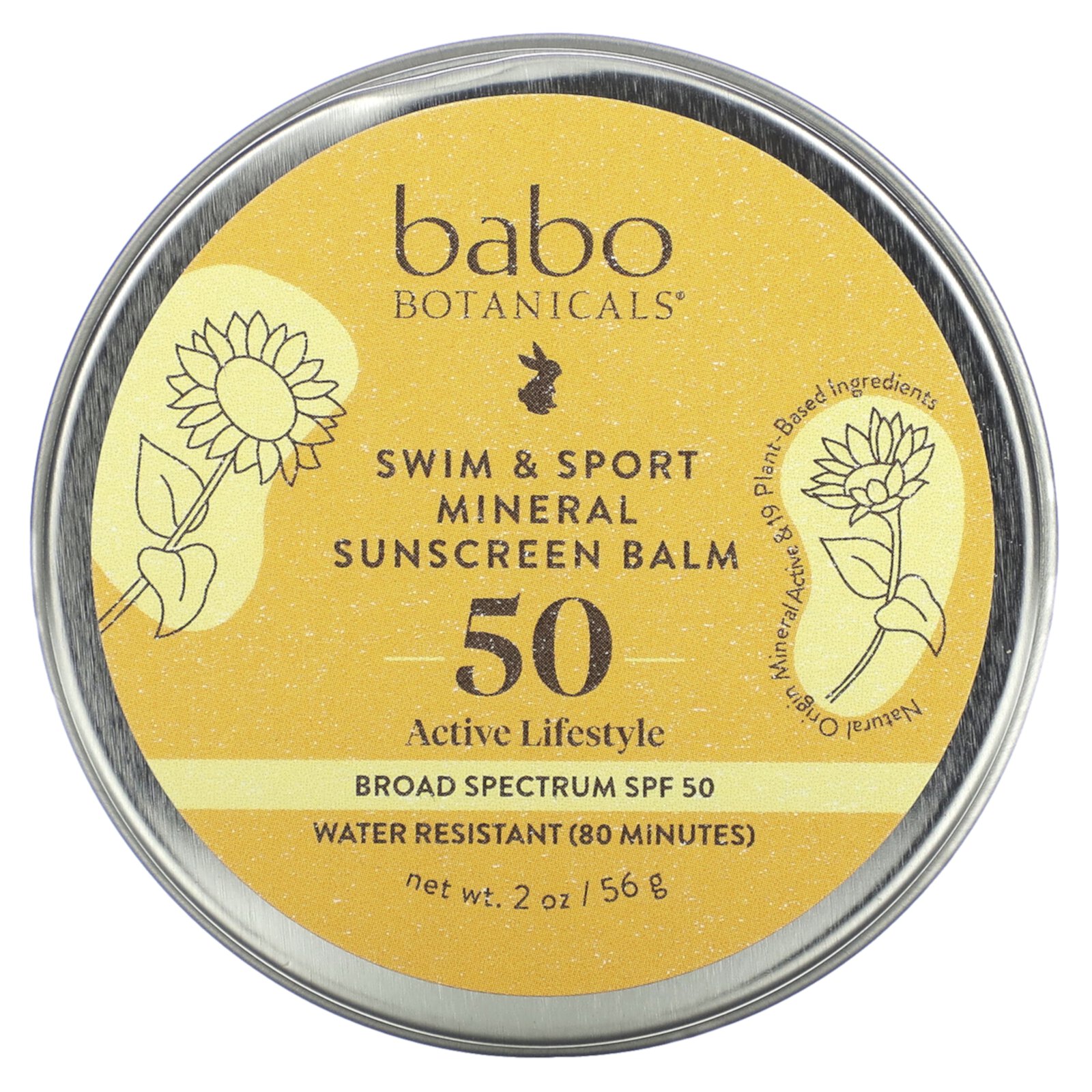 Babo Botanicals Swim & Sport Mineral Sunscreen Balm SPF50, 2.0 Ounces Babo Botanicals