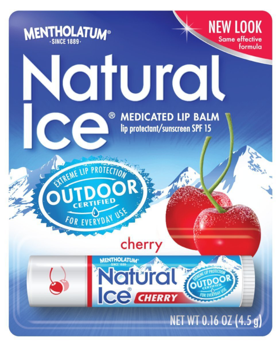 Mentholatum Natural Ice Cherry - SPF 15 lip balm, Cherry Flavor, 0.15 Ounce Each Mentholatum