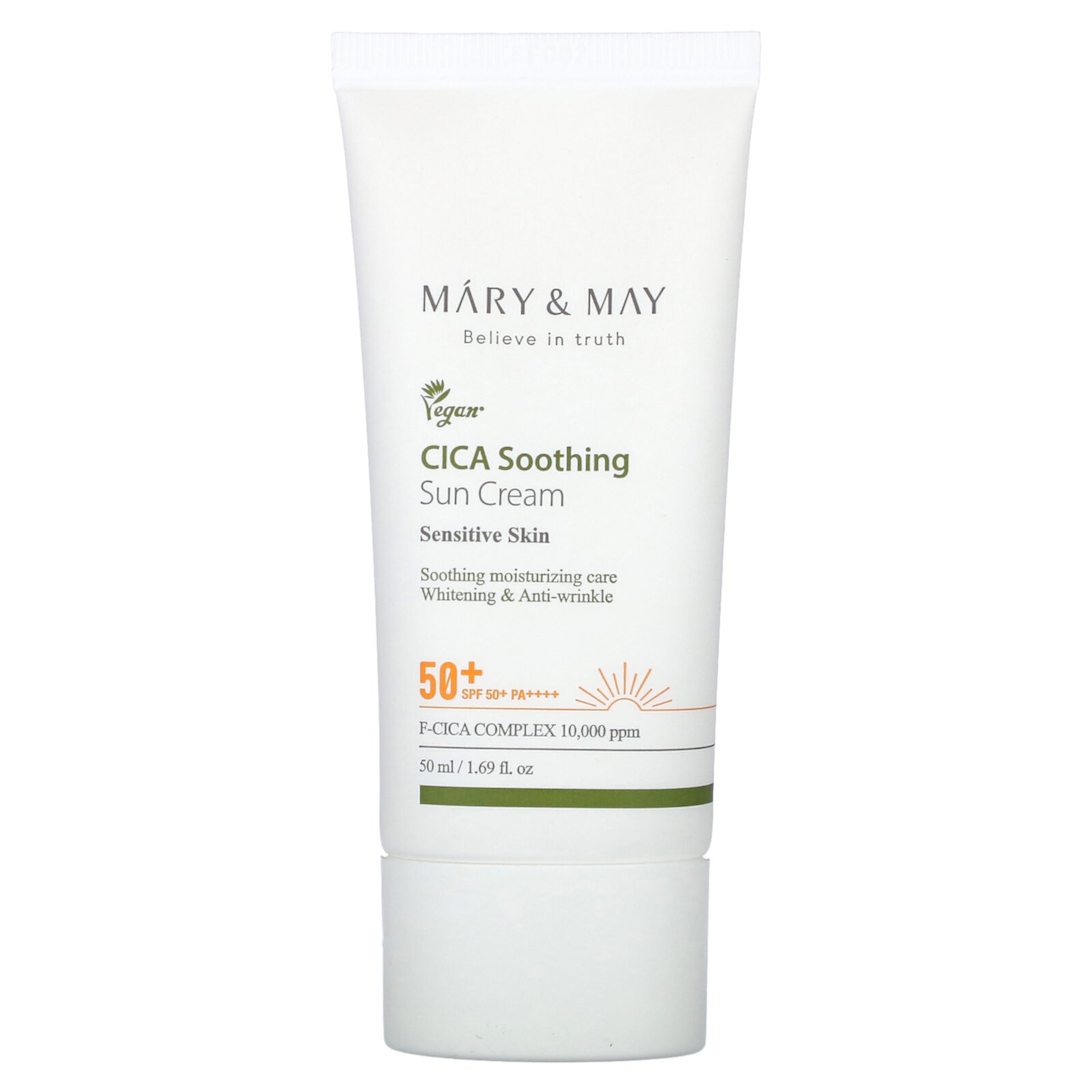 Mary & May CICA Soothing Sun Cream, Sensitive Skin,  SPF 50+ PA++++, 1.69 fl oz (50 ml) Mary & May