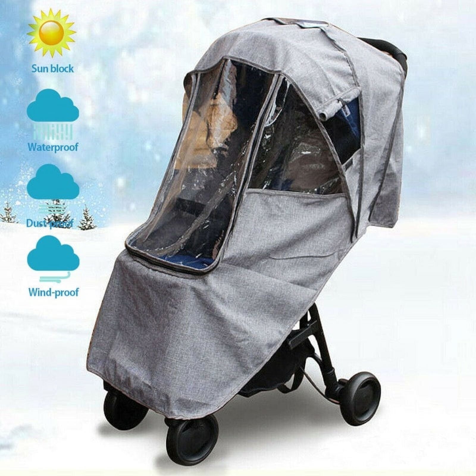 1PC Universal Baby Stroller Rain Cover Windshield Baby Carriage Umbrella Raincoat Cover Cold Warm Rain Cover Waterproof Ghojet