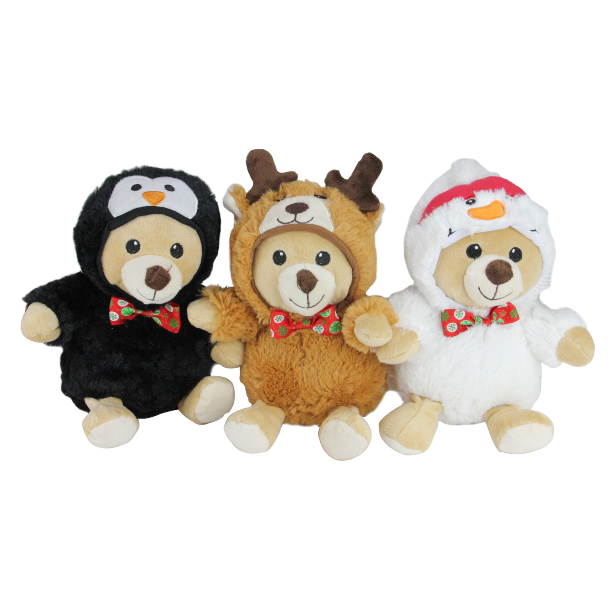 Northlight Teddy Bear Stuffed Animal Figures in Christmas Costumes - 8" - Set of 3 Northlight