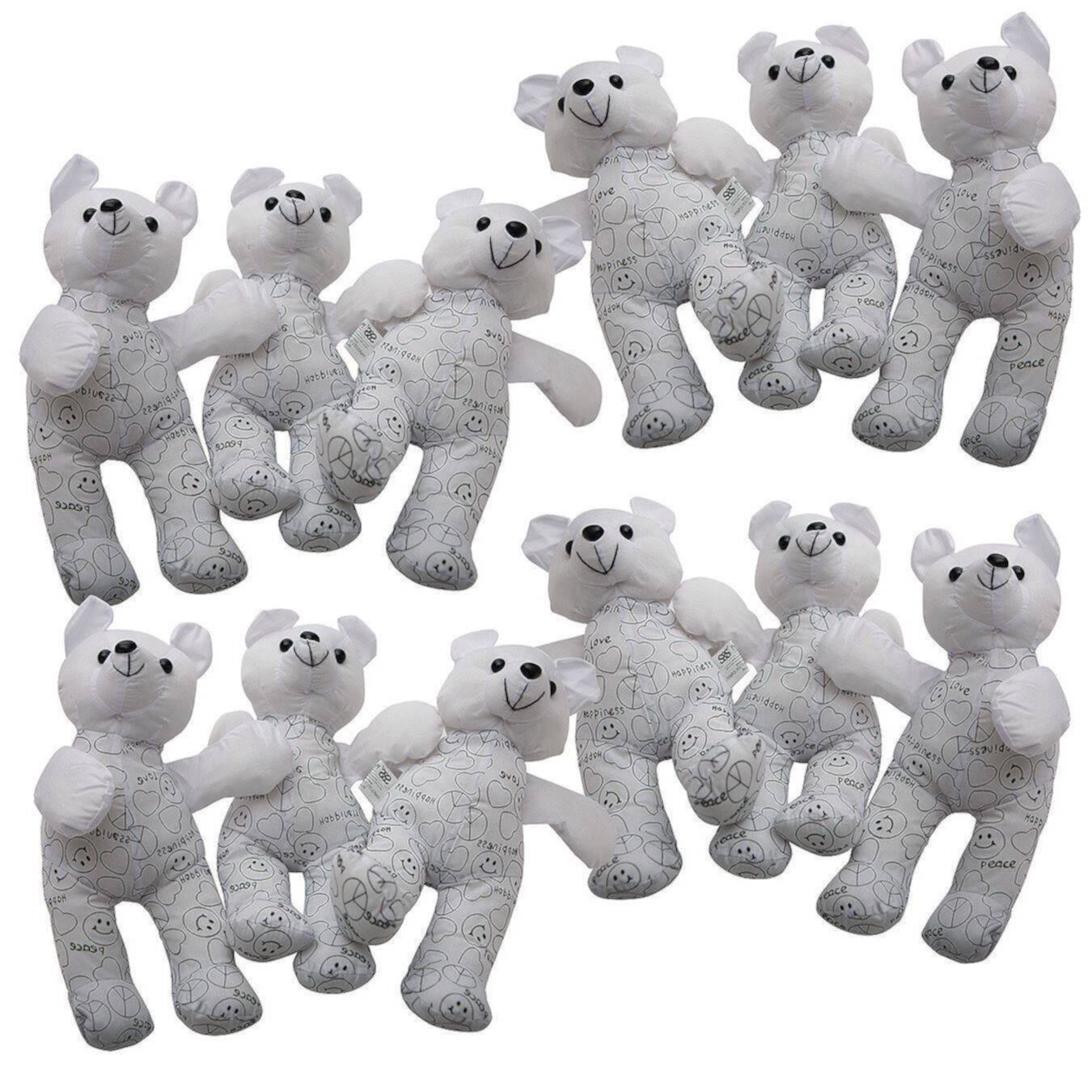 Color-Me™ Teddy Bears (Pack of 12) S&S