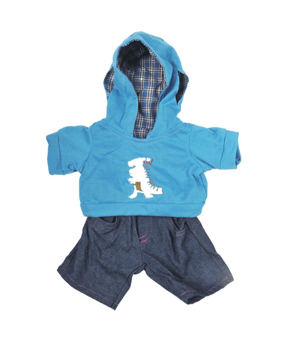 New Dinosaur Hoodie w/Jeans Outfit Teddy Bear Clothes Fits Most 8"-10" Stuffed Animals. Plush Gear