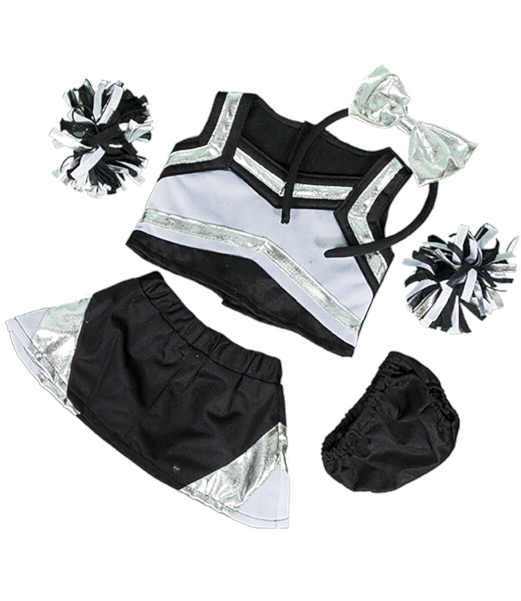 Metallic Silver & Black Cheerleader Teddy Bear Clothes Fits Most 14"-18" Build-A-Bear and Make Your Own Stuffed  Animals Stuffems Toy