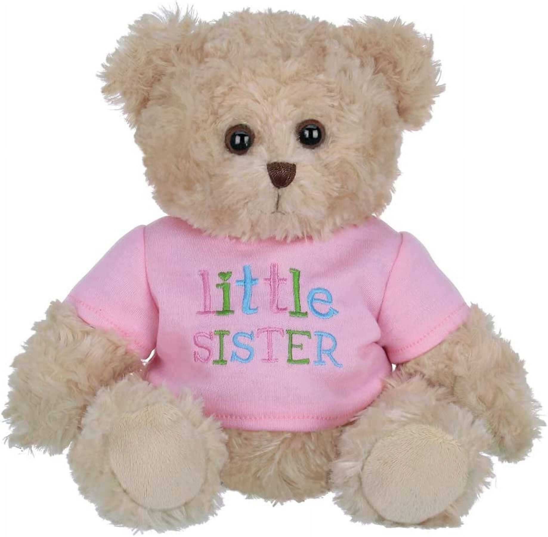 Bearington Ima Lil' Sister Plush Stuffed Animal Teddy Bear in Pink T-Shirt, 12 Inches Bearington Collection