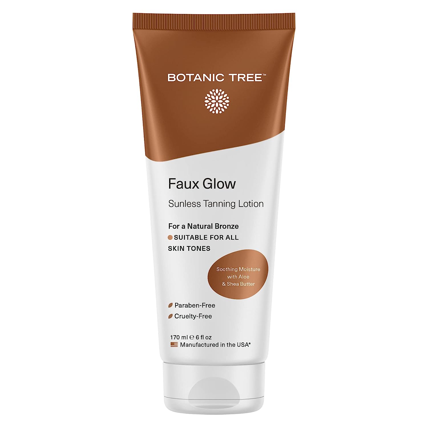 Botanic Tree Sunless Tanning Lotion Organic Self Tanner for Skin Face & Body Glow, 6 fl Oz Botanic Tree