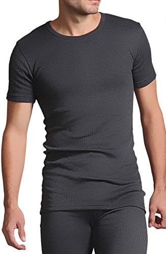 Heat Holders Mens Cotton Thermal Vest Short Sleeved Charcoal Large 41-43" Chest Heat Holders