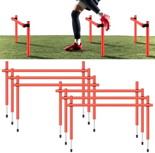 6 Pcs 12 Inch Adjustable Speed Hurdles Agility Training Hurdles Agility Training Equipment for Athletes Soccer Basketball Grass Fields and Plastic Runways Seenelling