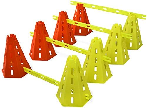 Yes4All Agility Hurdles Cone Set for Speed and Balance Exercises for All Ages, Suitable for Dog Training, Include Carry Bag - Set 8 Cones & 4 Green Bars Yes4All