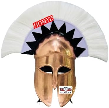 Greek Corinthian Helmet Copper Wearable Helmet W/Plume for Adult Size Greek Corinthian Helmet HOMYZ