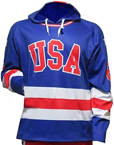 Хоккейная джерси Miracle on Ice 1980 - Мужская кофта с капюшоном, Королевский синий | Высокая производительность, Быстрая сушка, Влаговыводящая ткань | Официальная лицензия, Средний размер USA Hockey