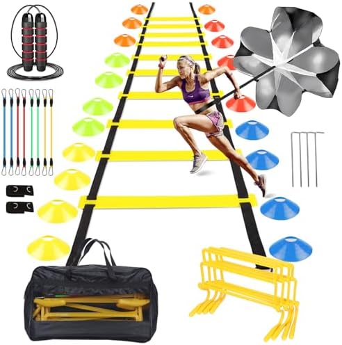 HOTOOLME Agility Training Equipment Set, Soccer Training Equipment for Kids,Football Training Equipment,Agility Ladder Speed Training Equipment Hotoolme