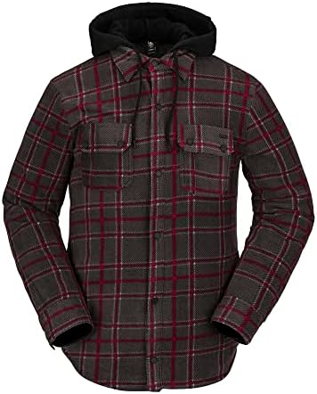 Volcom Men's Field Insulated Flannel Hooded Snowboard Shirt Jacket Volcom