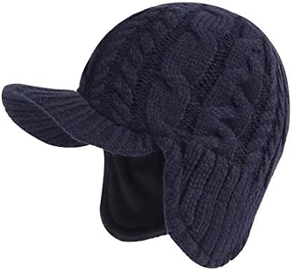 LLmoway Men Women Winter Beanie with Visor Warm Earflaps Hat Fleece Lined Cap LLmoway