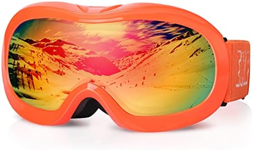 EXP VISION Kids Ski Goggles, Anti-Fog Child Snowboard Goggles Over Glasses Snow Goggles for Boys Girls Toddler Age 3-14 EXP VISION