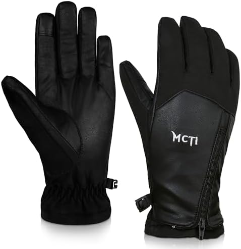 MCTi Winter Gloves for Men Waterproof Warm for Cold Weather Touchscreen Zipper Gloves MCTi