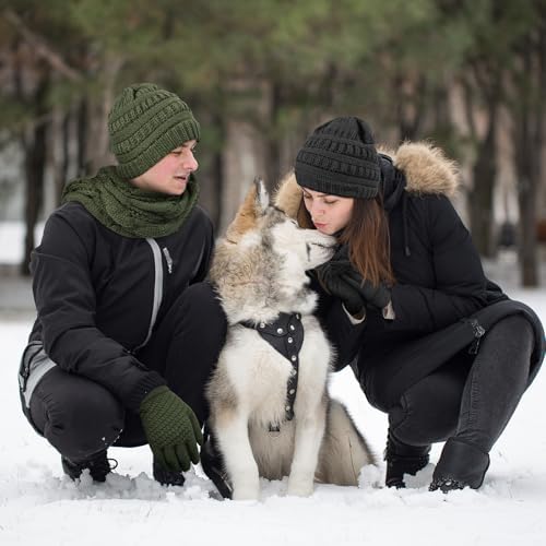 Шапка бини Pleneal Зимняя с комплектом шарфа и перчаток, Толстая и тёплая, С сенсорным экраном Pleneal