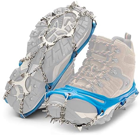 Yaktrax Ascent Anti-Slip Crampons: Aggressive Ice & Snow Traction Device, 16 Stainless-Steel Spikes, Perfect for Hiking, Fishing, Walking, Climbing, Mountaineering, For Men, Women, and Youth, (1 Pair) YakTrax