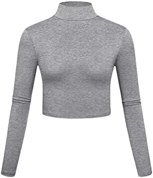 Женская Базовая майка Kindcall Lightweight Mock Turtleneck Crop Tops с длинным рукавом Kindcall