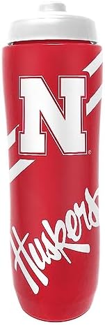 Сжимная бутылка для воды объемом 946 мл в цветах Nebraska Cornhuskers с логотипом команды Party Animal