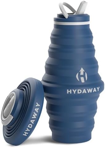 HYDAWAY Collapsible Water Bottle - 25oz I Reusable Water Bottle with Flip Top Lid for Travel, Hiking, Backpacking I Portable & Leakproof, Food-Grade Silicone, BPA Free, Collapses to 1.5” Hydaway