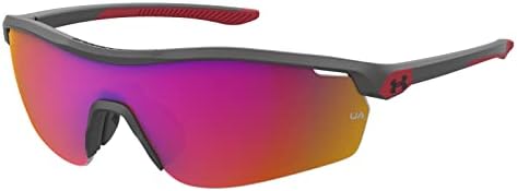 Under Armour Boys' UA Gametime Jr. Wrap Sunglasses, Jet Gray/Red, 99mm, 1mm Under Armour