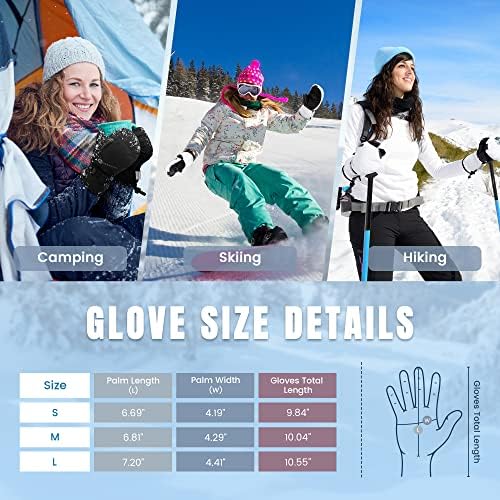 ANDORRA Ski Mittens, Women's Touchscreen Waterproof Quilted Insulation Snow Mittens Ski Gloves for Cold Weather Skiing ANDORRA