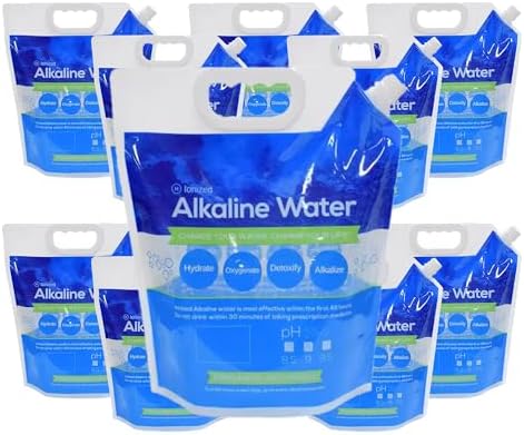 Bulk LOT - 5L / 1.3 Gallon Foldable Alkaline PH Water Bags - Collapsible Emergency Water Jug Container Bag, Freezable, BPA Free Plastic Water Carrier Tank, Outdoor Folding Water Bag Food Grade (10) Generic