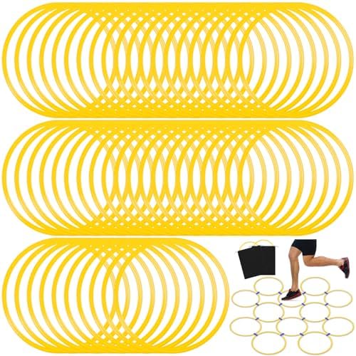 Shappy 50 Pcs Agility Rings with Storage Bags 15 Inch Agility Training Rings Hoop Exercise Ring Plastic Speed Rings Jumping Hoops for Sports Soccer Football Gymnastics Practice Games Shappy