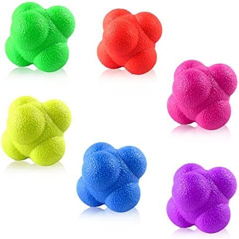 6 PCS Rubber Reaction Bounce Balls for Hand-Eye Coordination,Improve Reflex, Agility and Focus for Sports, Exercise for All Ages Shatss