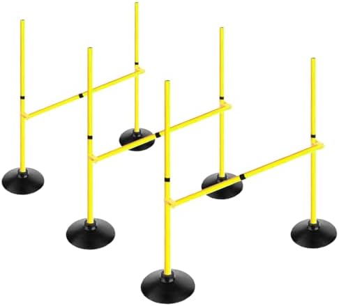 Adjustable Height Agility Hurdle Set Multi-Function Soccer Trainning Pole Set Coaching Sticks with Rubber Base Voodans