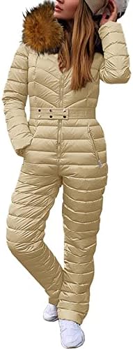 Cicy Bell Womens One Piece Ski Suits Winter Outdoor Sports Jumpsuit Fur Collar Coat Windproof Waterproof Hooded Snowsuit Cicy Bell