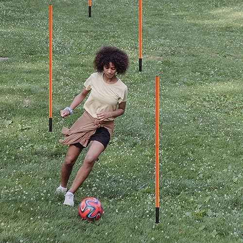 TNZMART Orange Spring Speed Pole Set Soccer Plug-in Type Dribbling Pole Agility Coaching Sticks with Black Spring Nailing Base Tnzmart