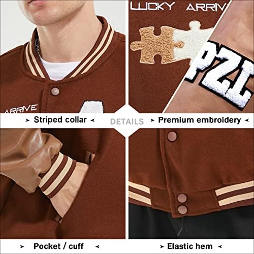 Varsity Jacket Unisex Y2K Embroidered Letterman Bomber Jacket Casual Baseball Jackets Eocicvvi