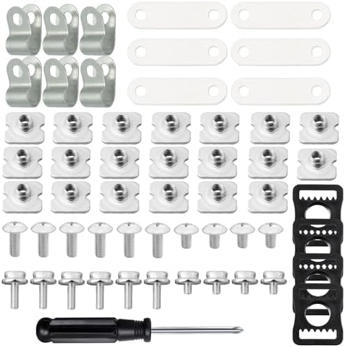 36 Pcs Hockey Helmet Repair Kit, Include 6 R Shape Football Visor Clips, 6 Rubber Gaskets, 20 Screws with Nuts, 4 Chin Strap Adapter, 1 Screwdriver for Hockey, Football, Baseball, Softball Fortunemee